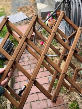 Vintage 1970s Rustic Wooden Accordion Folding Wine Rack